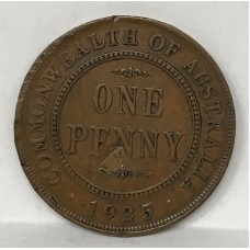 AUSTRALIA 1925 .  ONE 1 PENNY . PLANCHET ERROR . 6 PEARLS